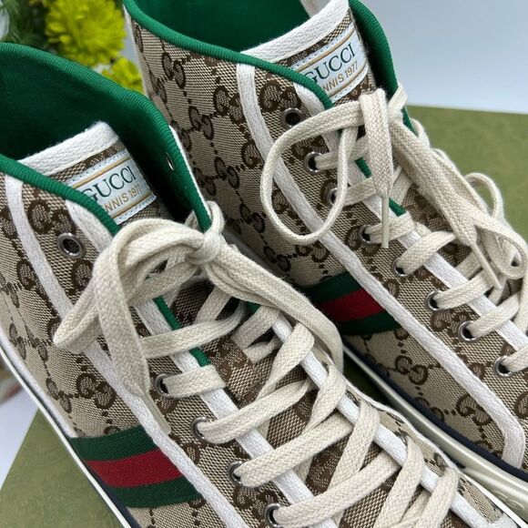 Men's Gucci 1977 tennis hightop sneakers size 11.5 made in Italy - Picture 11 of 11